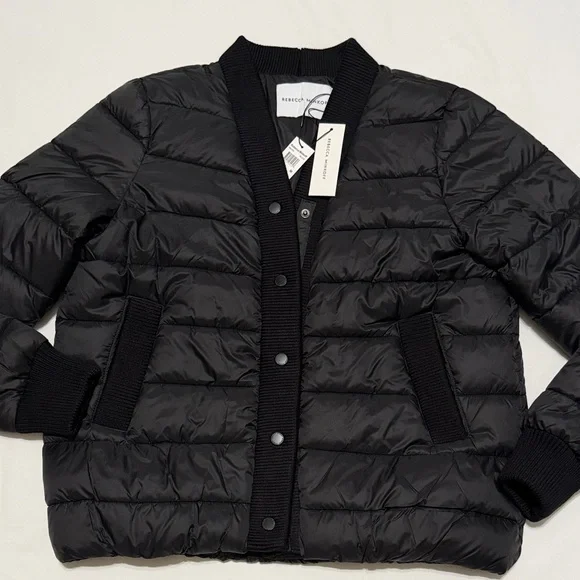 Rebecca Minkoff Black Quilted Puffer Jacket M NWT - Picture 5 of 12